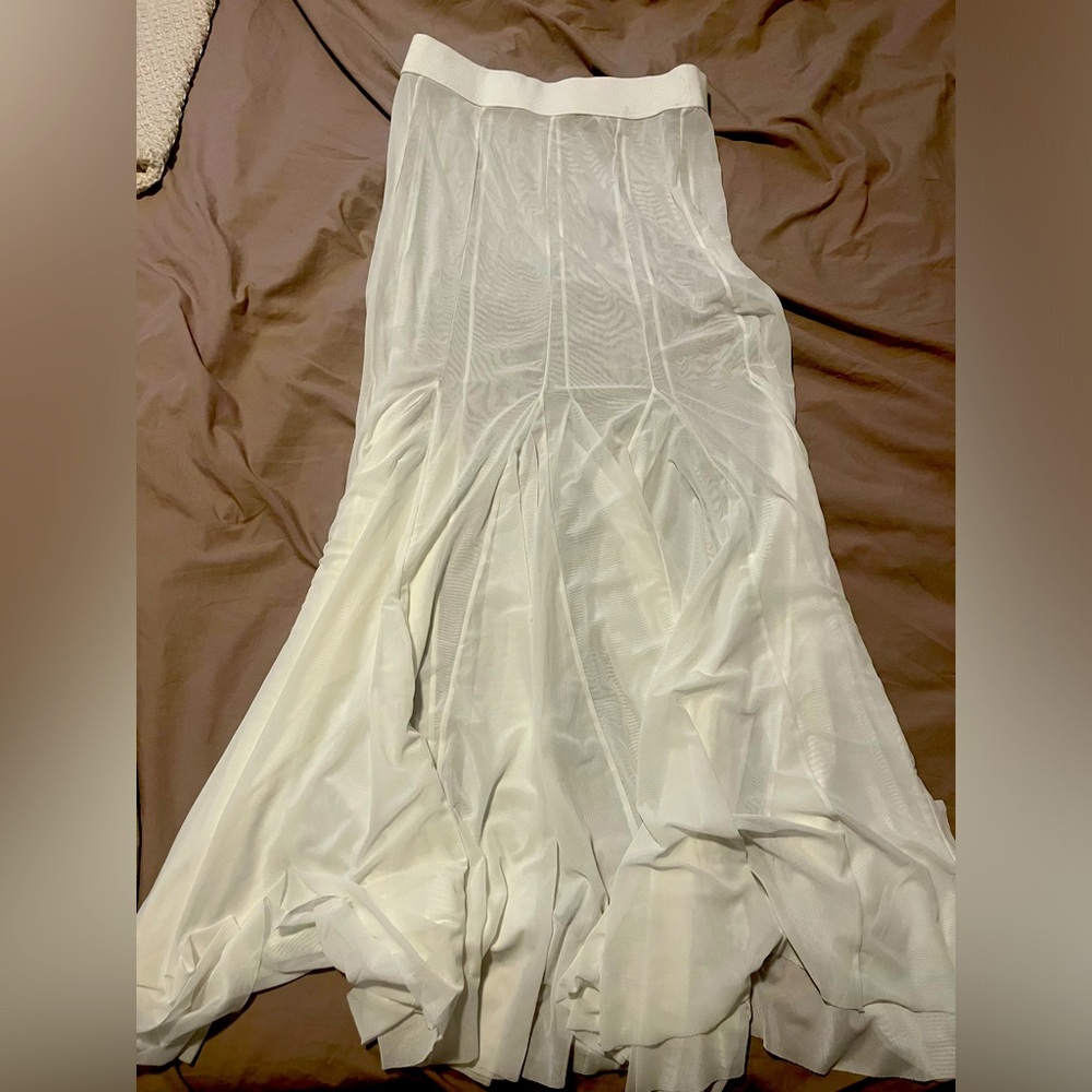 Free People sheer white maxi skirt